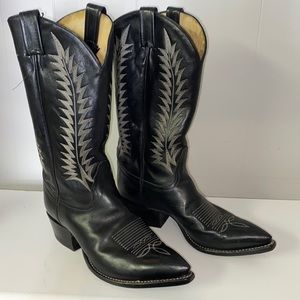 Vintage gold label Tony Lama western black cowboy boot womens 9.5 marked mens 8D